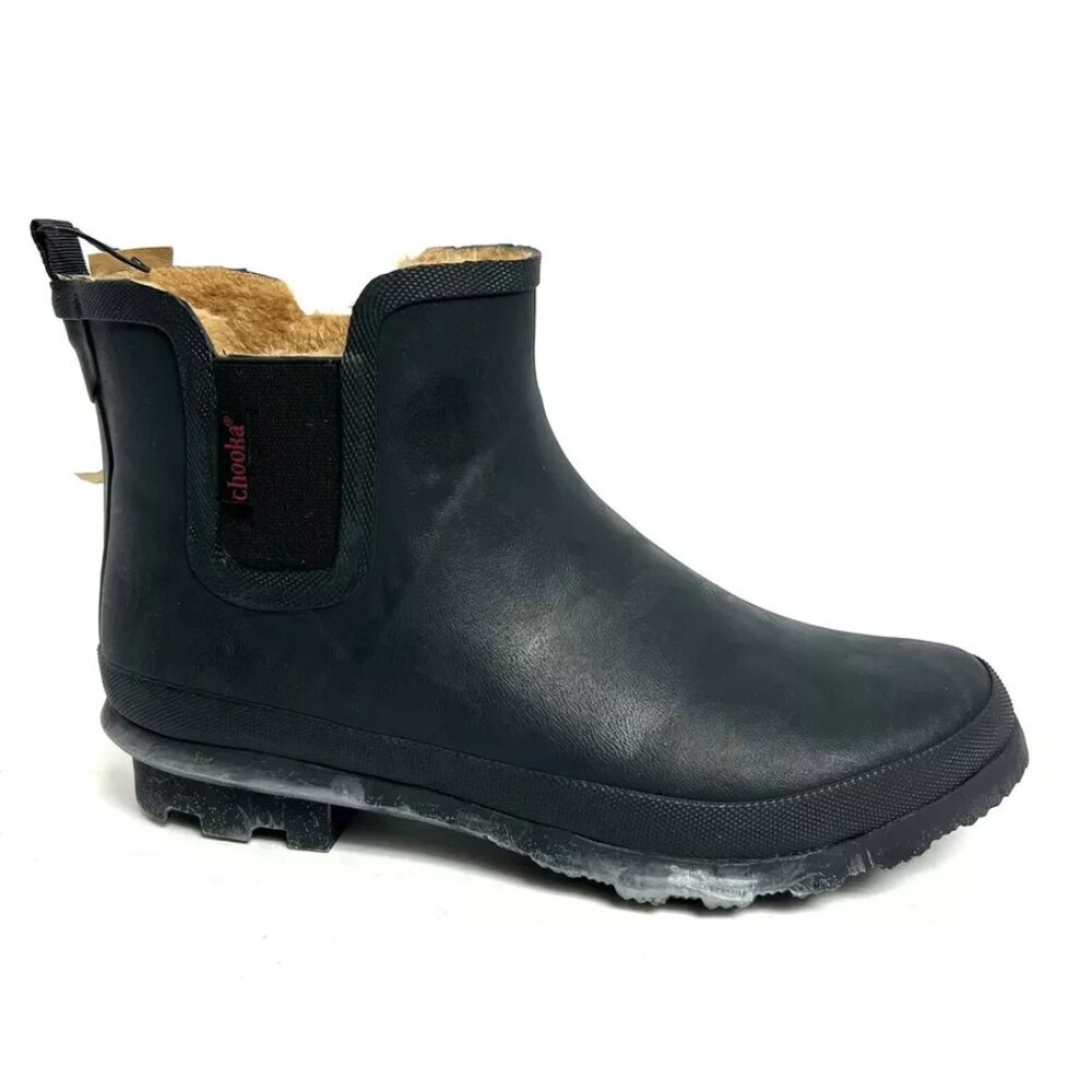 Chooka Womens Plush Chelsea Boot Black 9 M